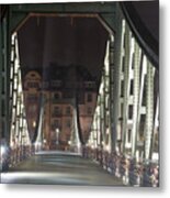 Europe, Germany, Frankfurt, View Of Eiserner Steg Bridge Aka  Love Lock Bridge And Padlock Bridge Metal Print