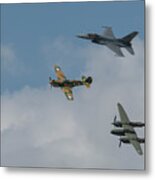 F16 P40 And P38 Formation Flight Metal Print