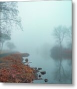 Facing East On Foggy Lake Muhlenberg Metal Print