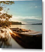 Fairy-tale Boat Moored On The Shore Metal Print