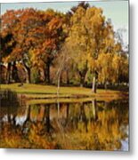 Fall Reflection On Lake Quanapowitt Metal Print