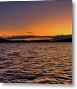 Fall Sunset And Reflection On Lake Wausau Metal Print