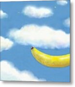 Falling Bananas Thru Clouds Metal Print