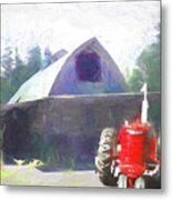 Farm And Barn Tractor Metal Print