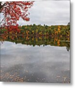 Farrar Pond In Lincoln Massachusetts Fall Foliage Autumn Reflection Metal Print