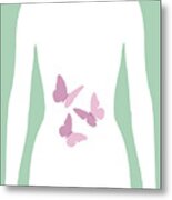 Female Butterflies In Stomach Icon Metal Print