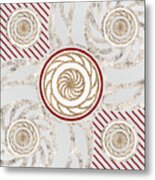 Festive Sparkly Geometric Glyph Art In Red Silver And Gold N.0137 Metal Print