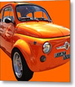 Fiat 500 Orange Metal Print
