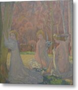 Figures In A Spring Landscape Metal Print