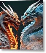 Fire And Ice Dragons 2023v1 Metal Print
