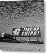 Fire Up Chips Sign At Kelly Shorts Stadium Wide Shot In Black And White Metal Print