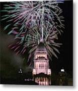 Fireworks At Illinois State Capital Springfield Metal Print