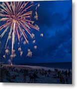 Fireworks By The Sea Metal Print