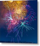 Fireworks Show From Seaworld As Seen From Ski Beach In Mission Bay Metal Print