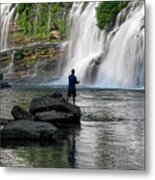 Fishing At Twin Falls 2 Metal Print