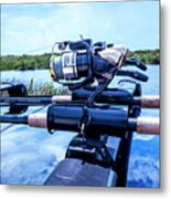 Fishing Rods And Reels Racked Metal Print