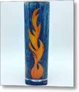 Flame On Blue Metal Print