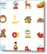 Flat Christmas Icons | Simpletoon Series Metal Print