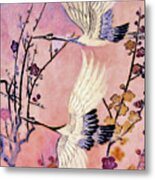 Flight Of The Cranes - Kimono Series Metal Print