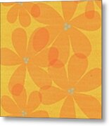 Floral Abstract In Yellow Orange Metal Print