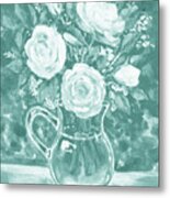 Floral Impressionism Soft And Cool Vintage Pallet Summer Flowers Bouquet Ix Metal Print