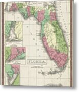 Florida Vintage Map 1833 Metal Print