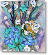 Flower Bouquet N' Bird Metal Print