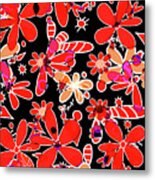 Flower Field In Shades Of Red And Orange Metal Print