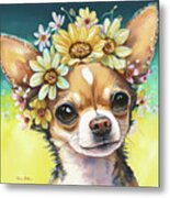 Flower Girl Chihuahua Metal Print