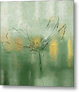 Flower Sketch With Green Abstract Dance Wm Metal Print