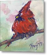 Fluffy Cardinal Metal Print