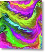 Fluid 05 Abstract Colorful Digital Painting Metal Print