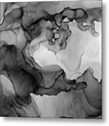 Fluid Monochrome Abstract Ink Metal Print