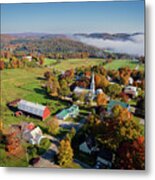 Foggy Fall Foliage Morning In Peacham, Vermont - October 2021 Metal Print