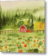 Foggy Farm Metal Print