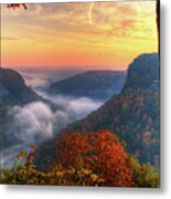 Foggy Sunrise Over Letchworth State Park In New York Metal Print