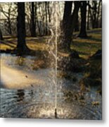 Fountain And Trees In The Evening Light 2 Metal Print