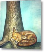 Fox And Tree Metal Print