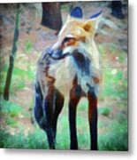Fox In Watercolor Metal Print