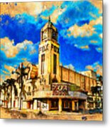 Fox Theater In Bakersfield, California - Digital Painting Metal Print