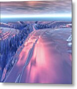 Fractal Glacier Landscape Metal Print