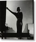 Frances Douelon Posing Beside A Piano Metal Print