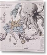 Fred W Rose - G W Bacon - Serio-comic War Map For The Year 1877. By F. W. R. Metal Print