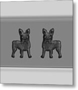 French Bulldogs In Black And White Metal Print