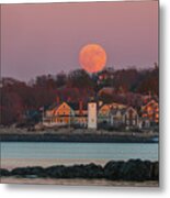 Full Moon Behind Annisquam Harbor Lighthouse Metal Print