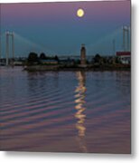 Full Moon Over The Cable Bridge Metal Print