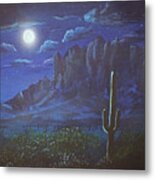 Full Moon Over The Superstition Mountains, Arizona Metal Print