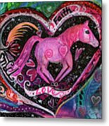 Galloping Horse Of Love, Faith, Trust Metal Print