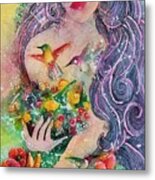 Garden Goddess Of The Hummingbird Metal Print