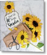 Garden With Sunflowers Metal Print